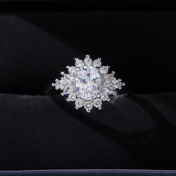 🔥Bling Beautiful CZ Dainty Wedding/Engagement Flower Ring for Woman, K908 - Picture 4 of 10